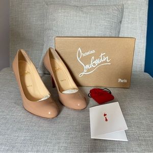 EUC Like New Christian Louboutin Simple Pump 100 Patent Nude pumps (38.5 / 8)